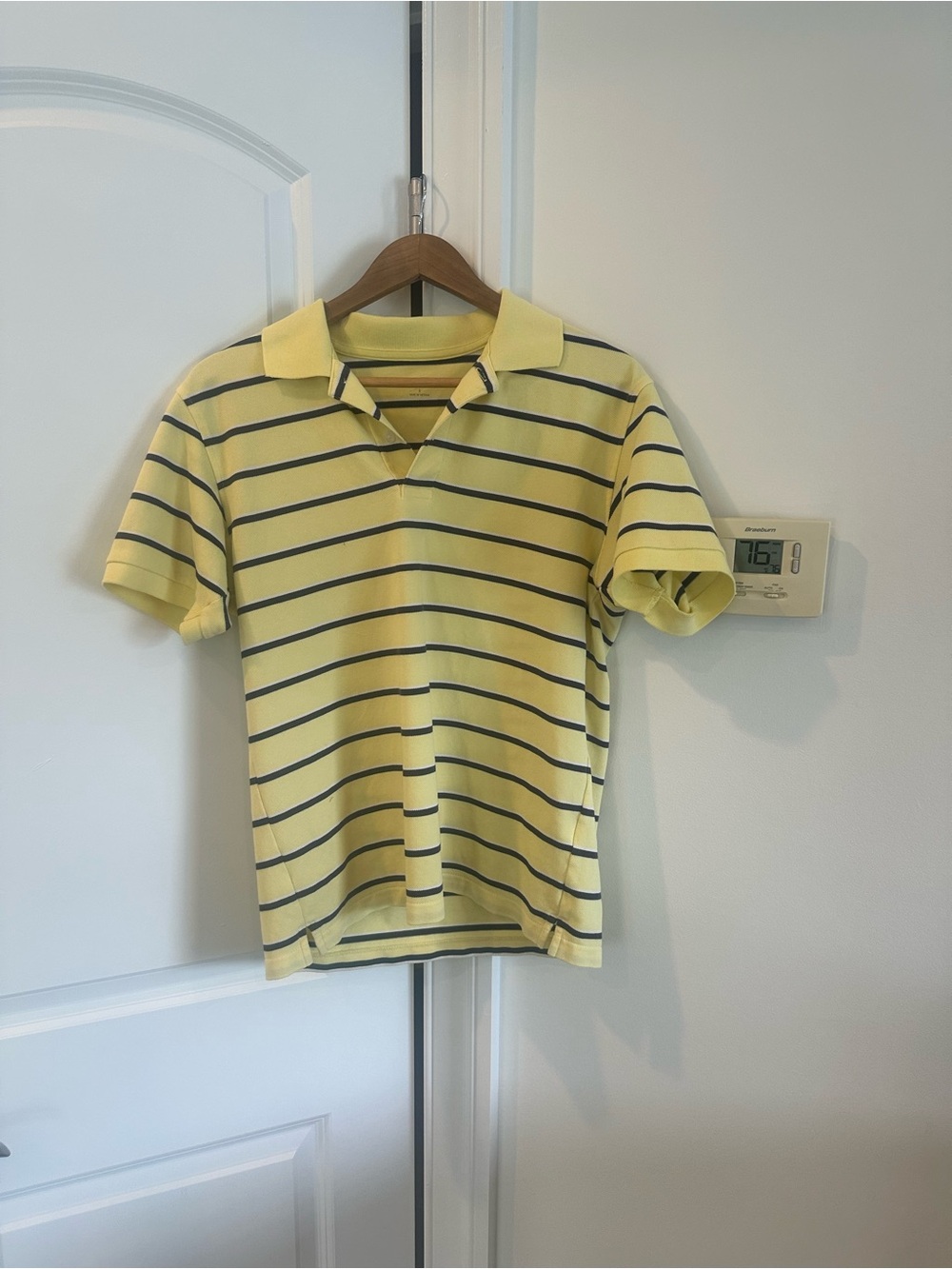 Uniqlo Yellow Polo with Navy Stripes